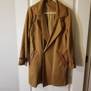 NWOT Camel Suede with Faux Leather Accent Jacket